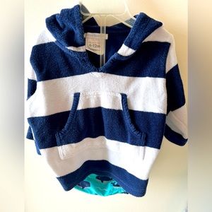 Pottery Barn Kids Navy Striped Swim Cover Up and Whale Diaper Cover